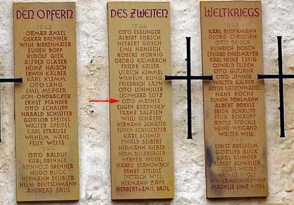 Wolfgangkirche-Hoheneck - To those that were lost during WWII - Otto Mathes (1944)